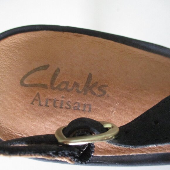 Clarks Artisan Womens Black Suede Lasercut Slingback Platform Peep Heel - 11M - Picture 7 of 9